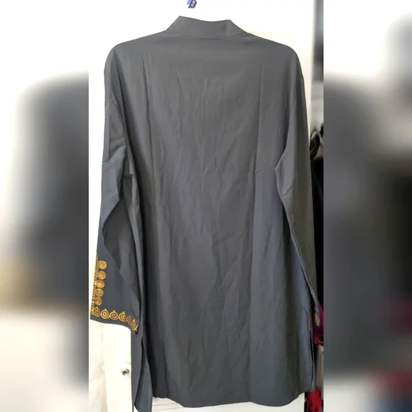 LucMatton Men's African Traditional Dashiki Luxury Metallic Gold Printed - Picture 6 of 7